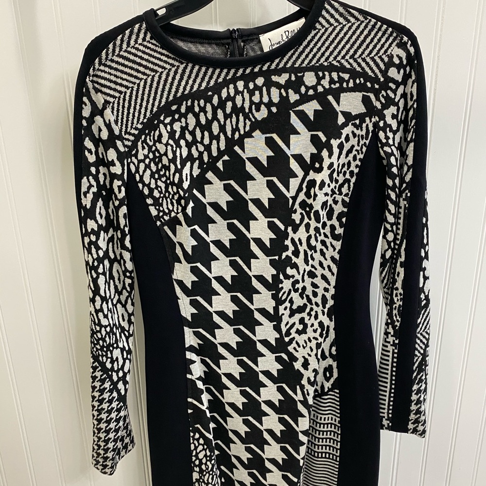 Black and cream sweater dress